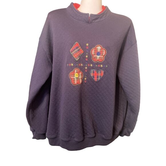 Womens Sarah Bentley Sport Vintage Pullover Top Knit XL Sweatshirt Applique - Picture 1 of 8